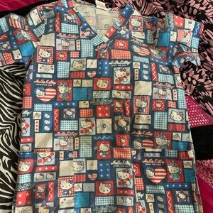 Hello Kitty Kids Pajama Top - Red, Blue, and White